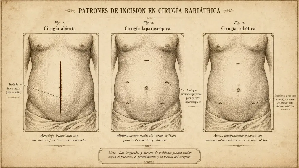 Incisiones de la cirugía bariátrica - Cuál cirugía bariátrica es menos invasiva - Dr. Rubén Luna - Bogotá, Colombia